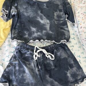 Target Women's Tie-Dye Pajama Set - Black and Gray